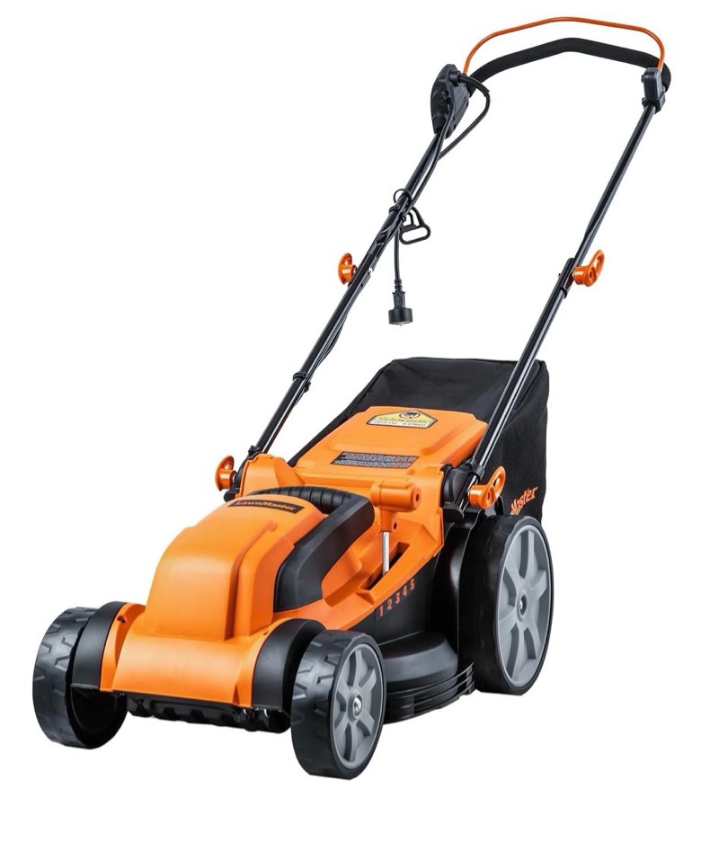 LawnMaster MEB1216K 16-Inch Corded Electric Lawn Mower, 12AMP, Folded, 5 Heights, 8-Gallon Bag, Lightweight for Small & Medium Lawns