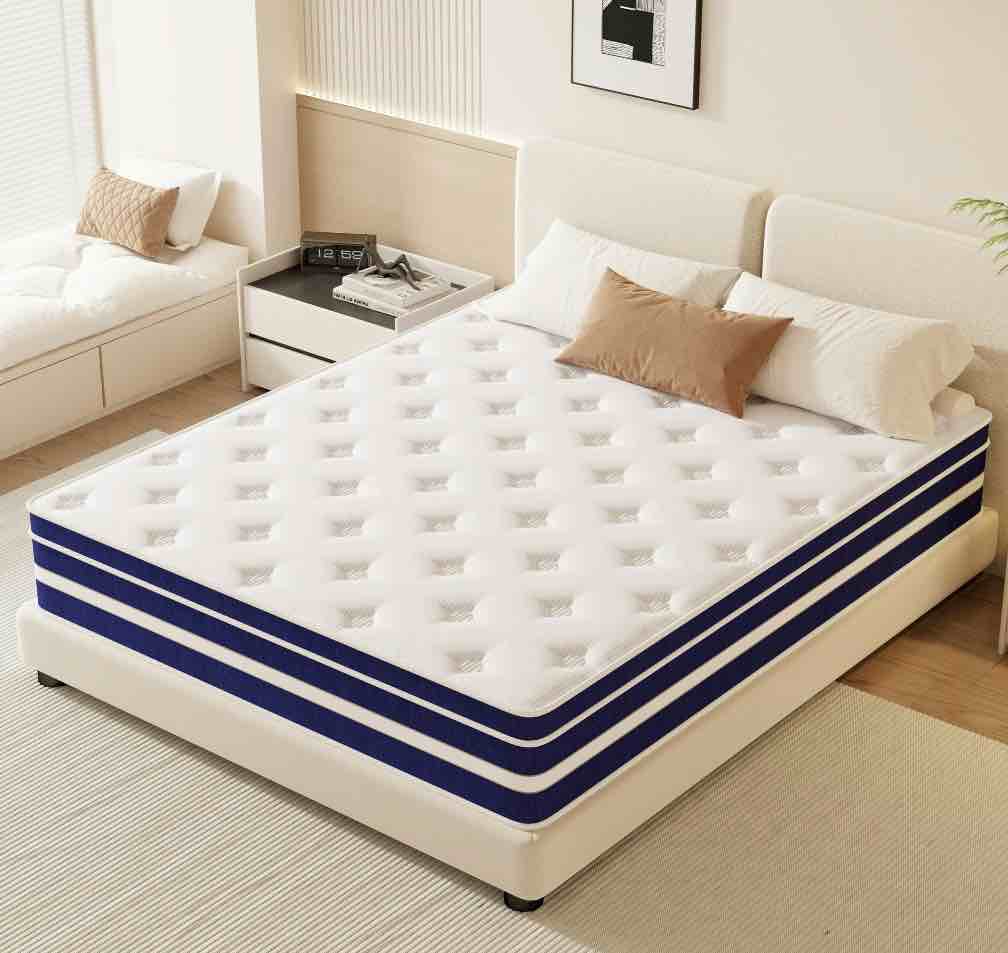 guukin 12 inch queen mattress, memory foam & spring hybrid medium comfort queen size in a box,adult