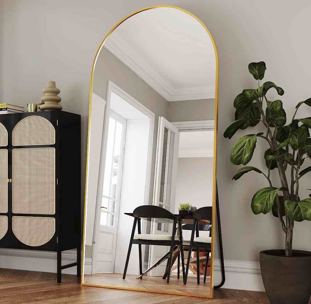 antok 76 x 34 arched full length mirror standing floor mirror stand up mirror gold frame