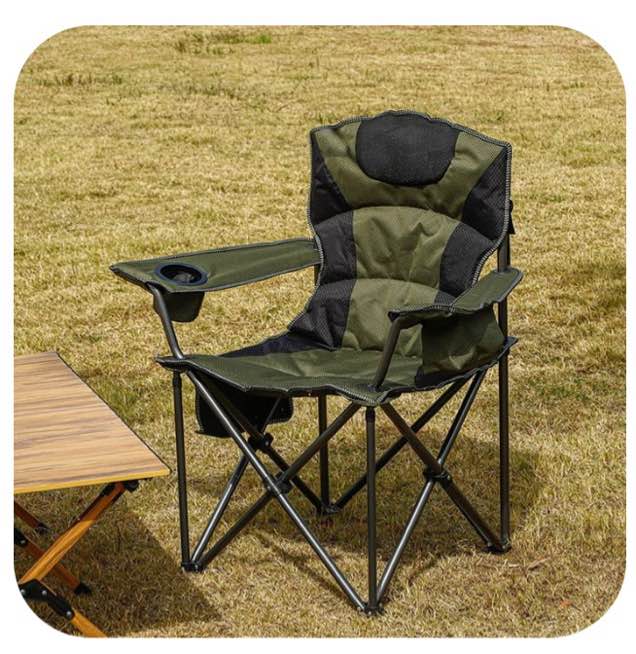 mapskey camping chairs oversized folding for adults, portable outdoor lawn chairs with cup holder, cooler bag & storage pockets - for camping fishing travel
