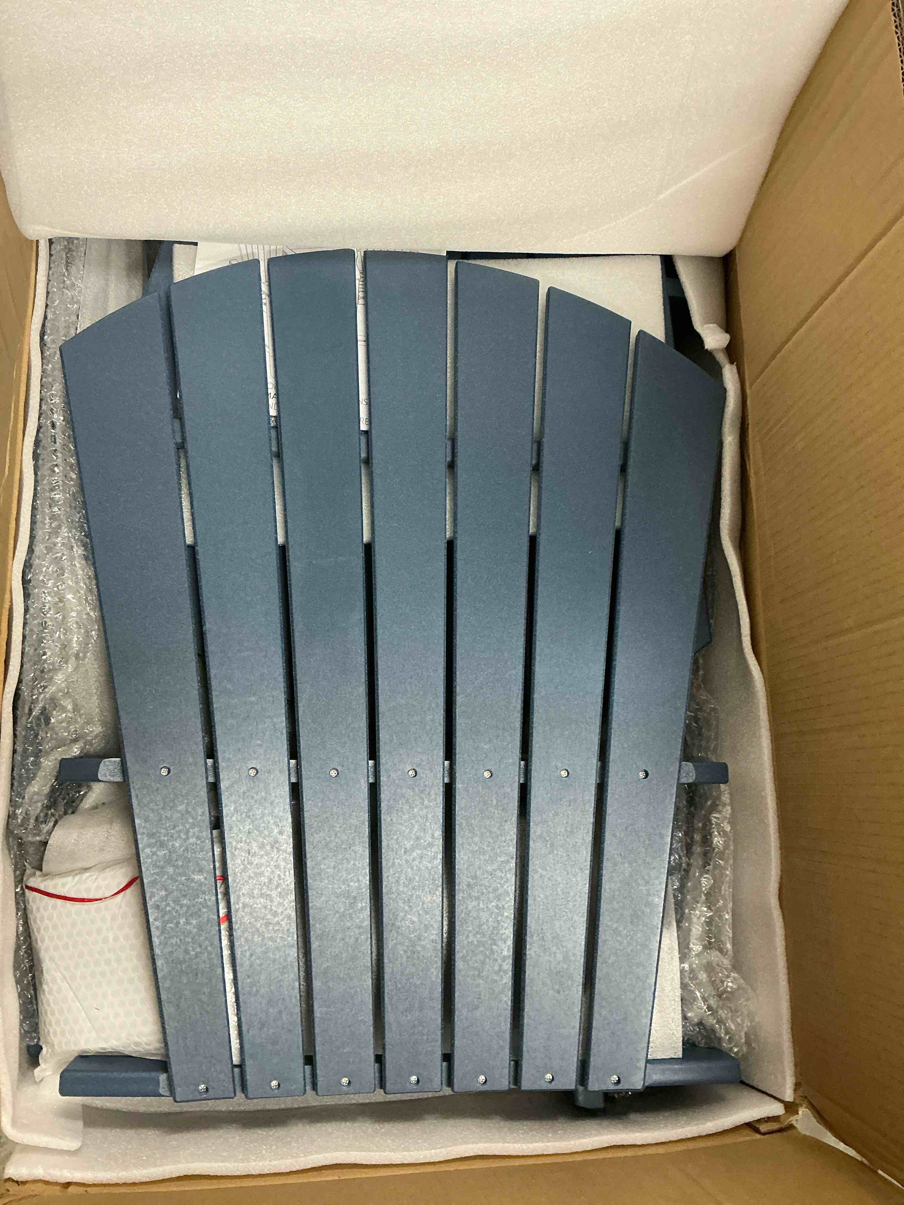 Condition photo showing New/Like New for tall adirondack chairs set of 2?hdpe outdoor adirondack barstools with double connecting tray patio stools weather resistant for outdoor deck lawn pool backyard navy blue