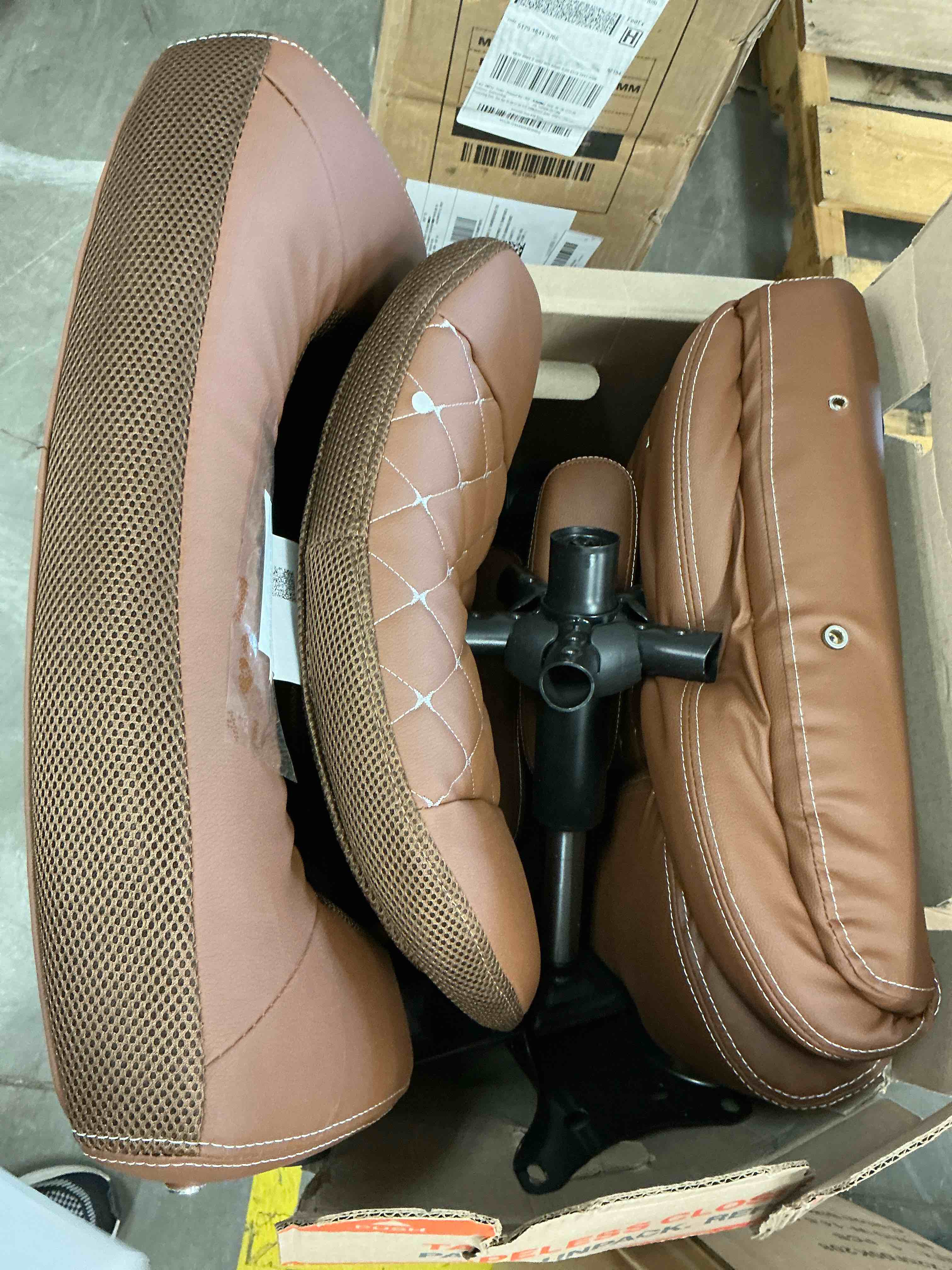 Condition photo showing Good Condition for coolhut big and tall office chair 500lbs wide seat ergonomic computer desk chair, high back executive pu leather chair, adjustable armrest and lumbar back support office chair, brown