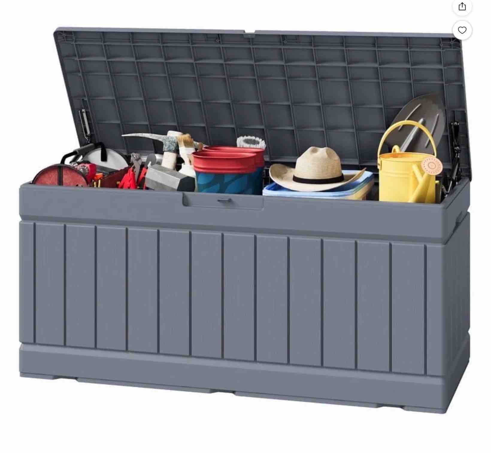 homall 82 gallon outdoor storage in resin deck box lockable deck box gray