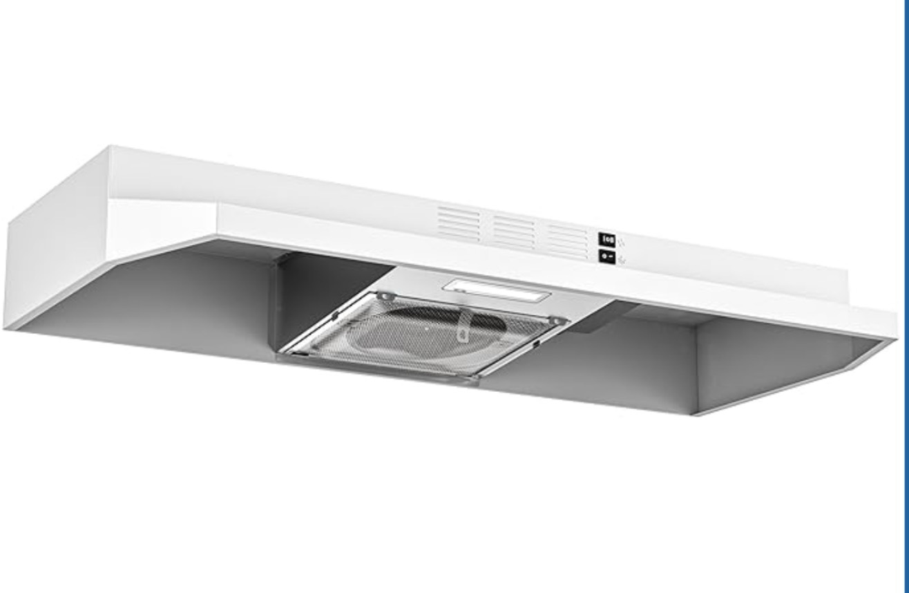 firegas 36 inch under cabinet range hood  white kitchen exhaust hood with 300 cfm  2-speed fan & multi-layer aluminum filter stove vent hood