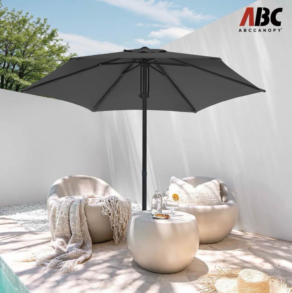 ABCCANOPY 7.5ft Outdoor Market Hand Push Patio Umbrella 12+Colors  Dark Gray