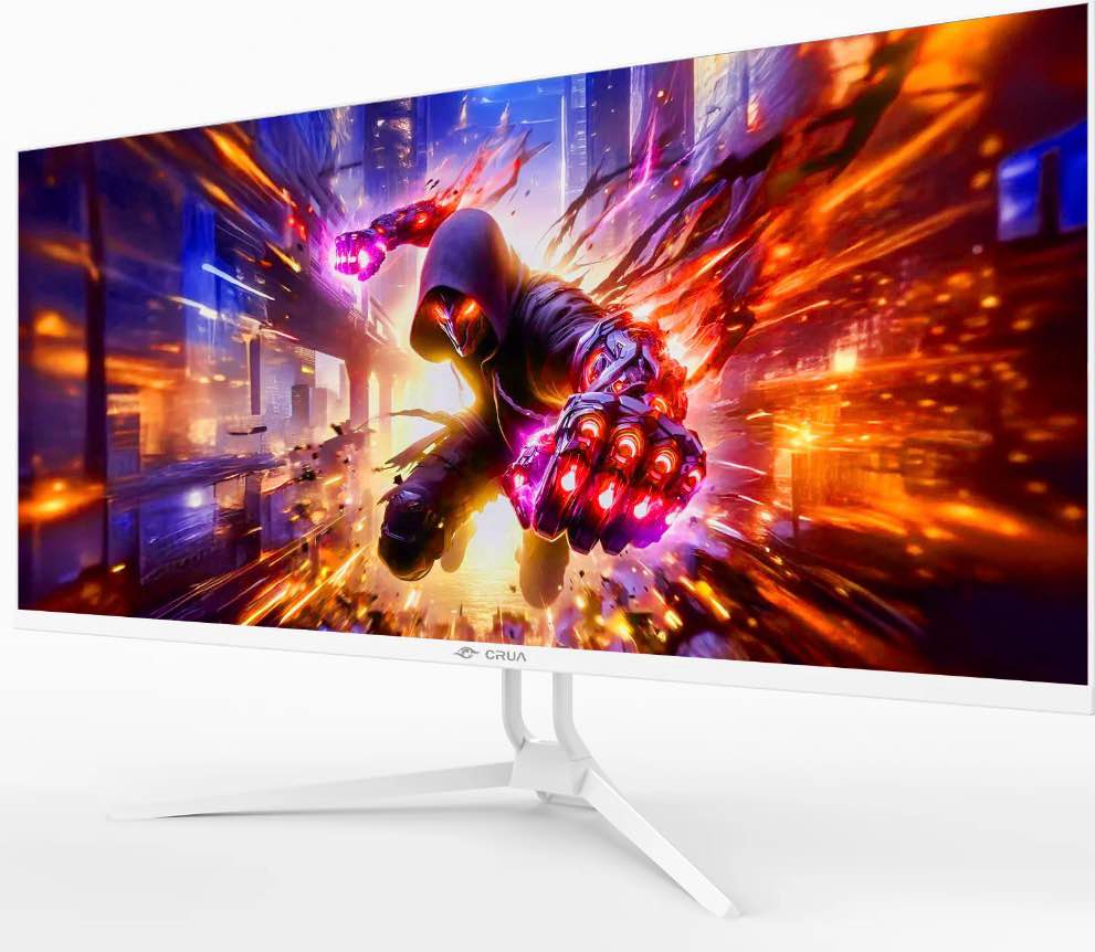 crua 34" wqhd 165hz utrawide gaming monitor,3440x1440 21:9 ips gaming monitor,build-in speakers,120% srgb,amd freesync,hdmi & dp,wall mount mount - white