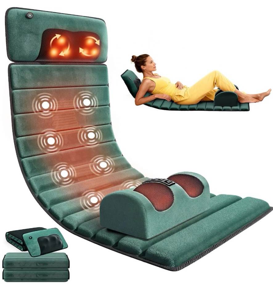 himouta full body massage mat with heat, detachable back massage pad with vibration motors for full body massage,gift