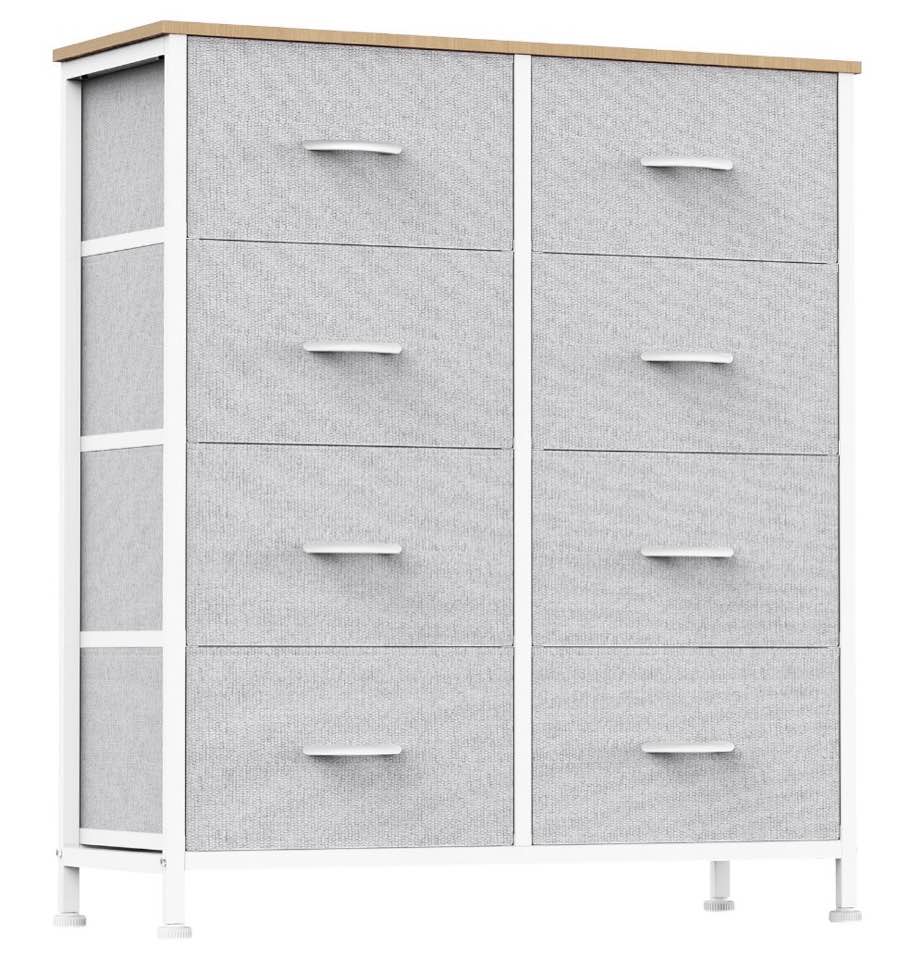 edx 8 Drawers Fabric Dresser for Bedroom, Drawer Organizer Storage Cabinet for Closet, Clothes, TV Stand, Light Gary