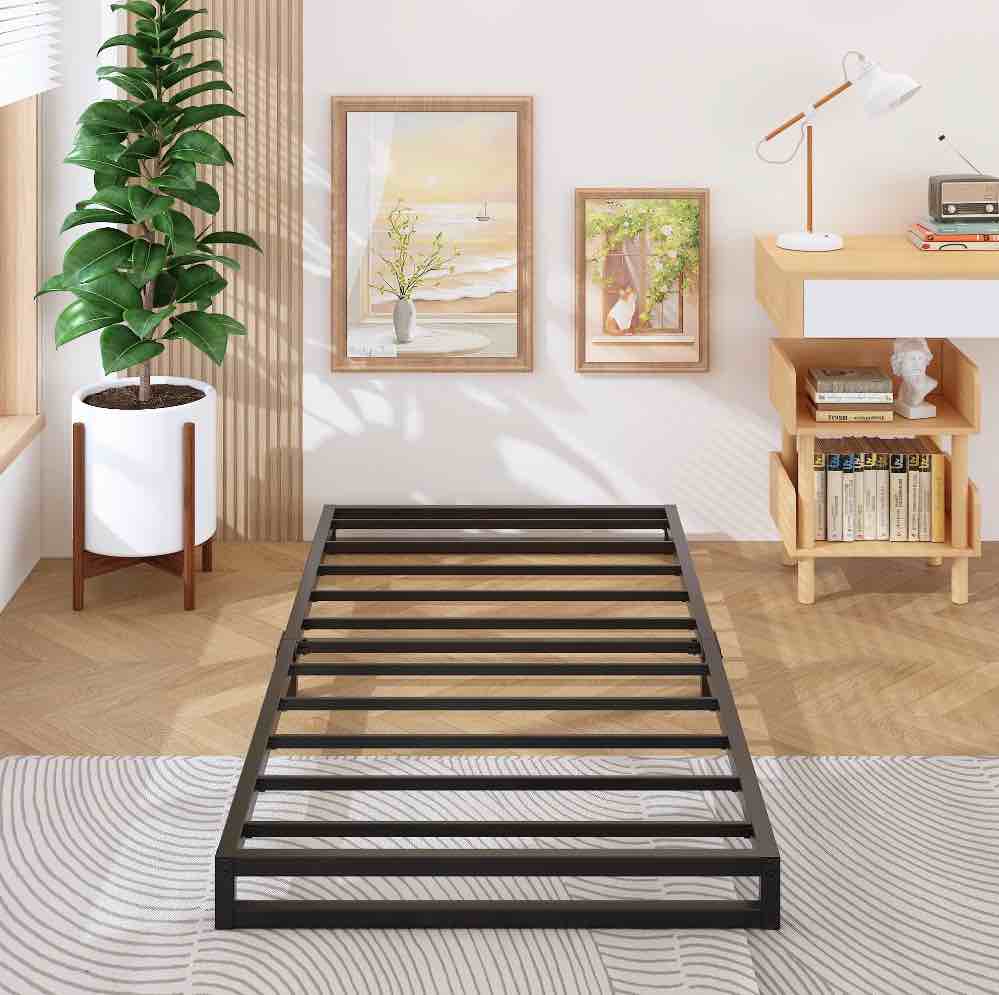 Lutown-Teen 5 inch Twin Size Bed Frames Heavy Duty Metal Twin Platform Bed Frame No Box Spring Needed, Noise Free, Easy Assembly, Black