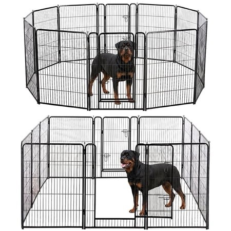 Edx Dog Playpen 12 Panels 40 Foldable Heavy Duty Metal Puppy Exercise Pen with Doors Indoor Outdoor
