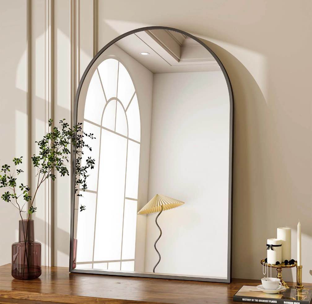 BEAUTYPEAK 24 x 36  Bathroom Mirror Wall Vanity Arched Mirror  Black 