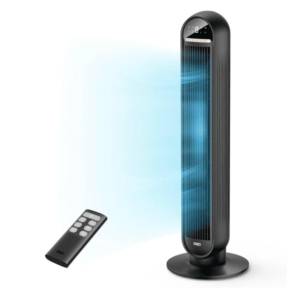 DREO 36  Tower Fan  20dB Ultra Quiet Fans for Home  8 Speeds & 4 Modes  28ft/s Powerful Airflow  90° Oscillating Standing Fan with Remote  8H Timer  2026 New Upgraded