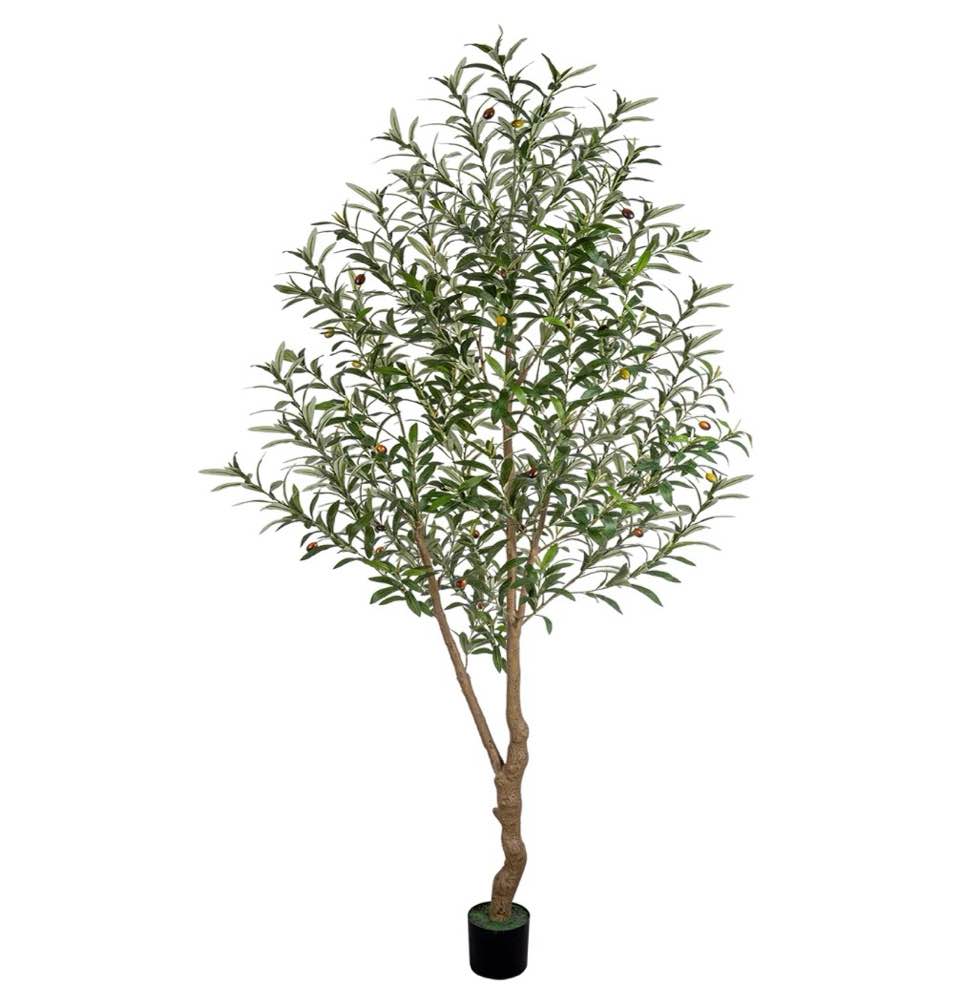 Romswi 7FT Artificial Olive Tree Tall Fake Potted Olive Tree with Lifelike Fruits Faux Olive Tree For Home House Office Decor Indoor