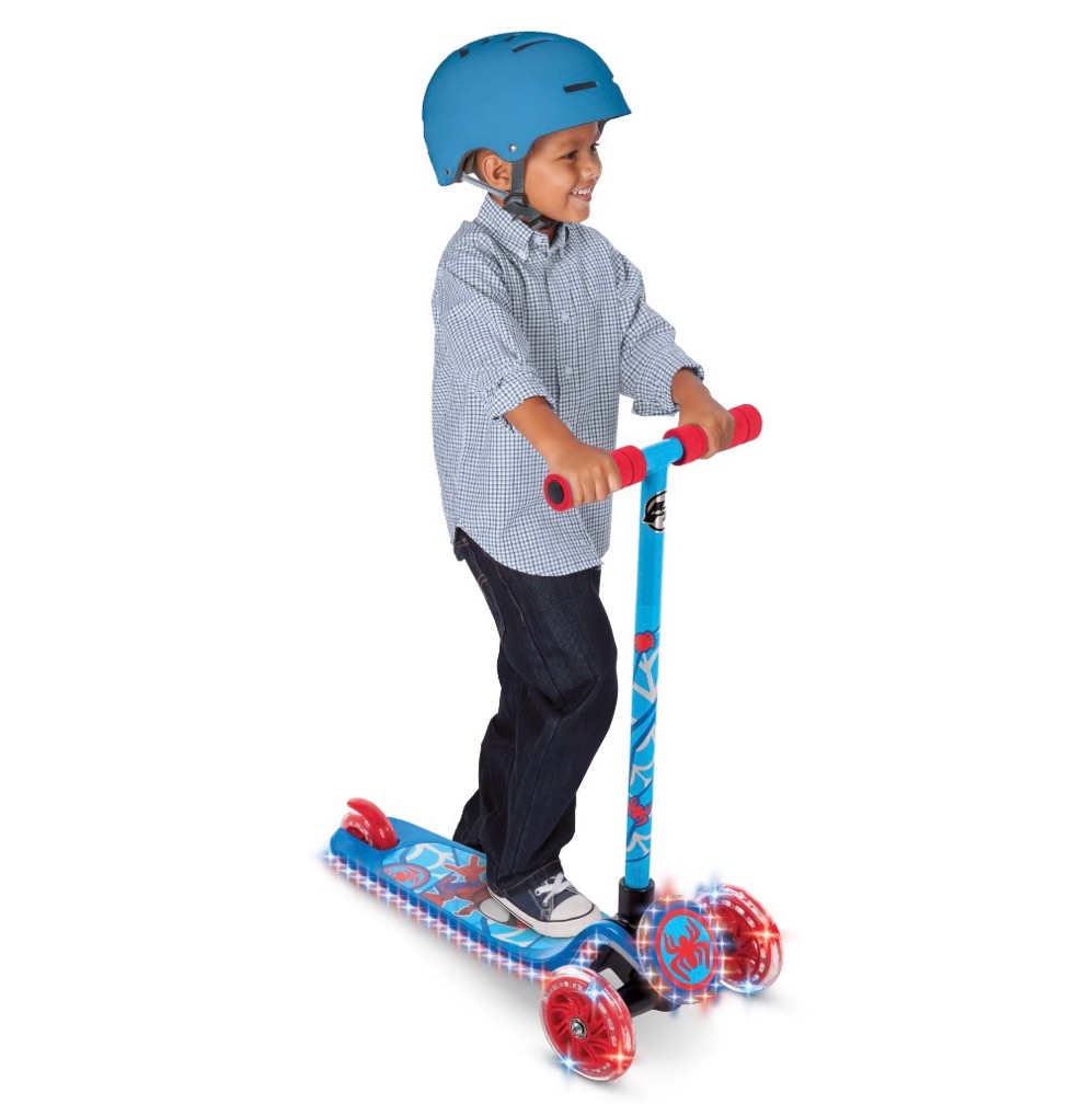 huffy marvel spidey & his amazing friends light-up toddler scooter, ages 3+, blue, boys