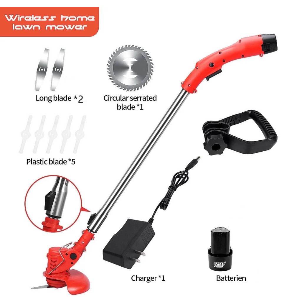 2z electric cordless string grass trimmer 12v 450w weed eater lawn mower for garden yard lawn trimming/pruning 1 charger