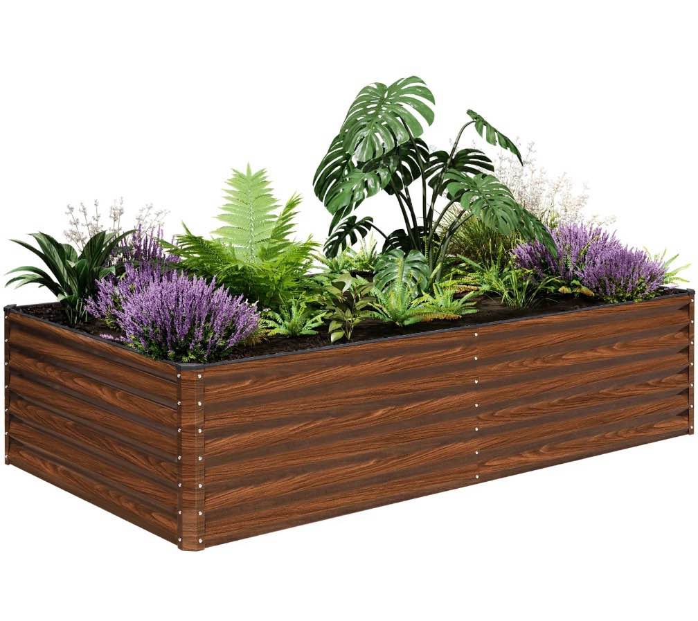 snugniture 8x4x2 ft galvanized raised garden bed, deep root metal planter box for vegetables, flowers