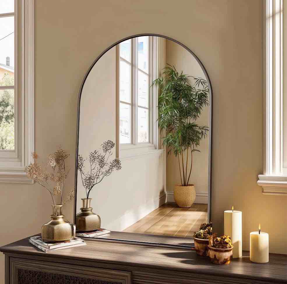 concetta 20 x30 bathroom mirror decor arched wall mirror bedroom vanity mirror with metal frame black
