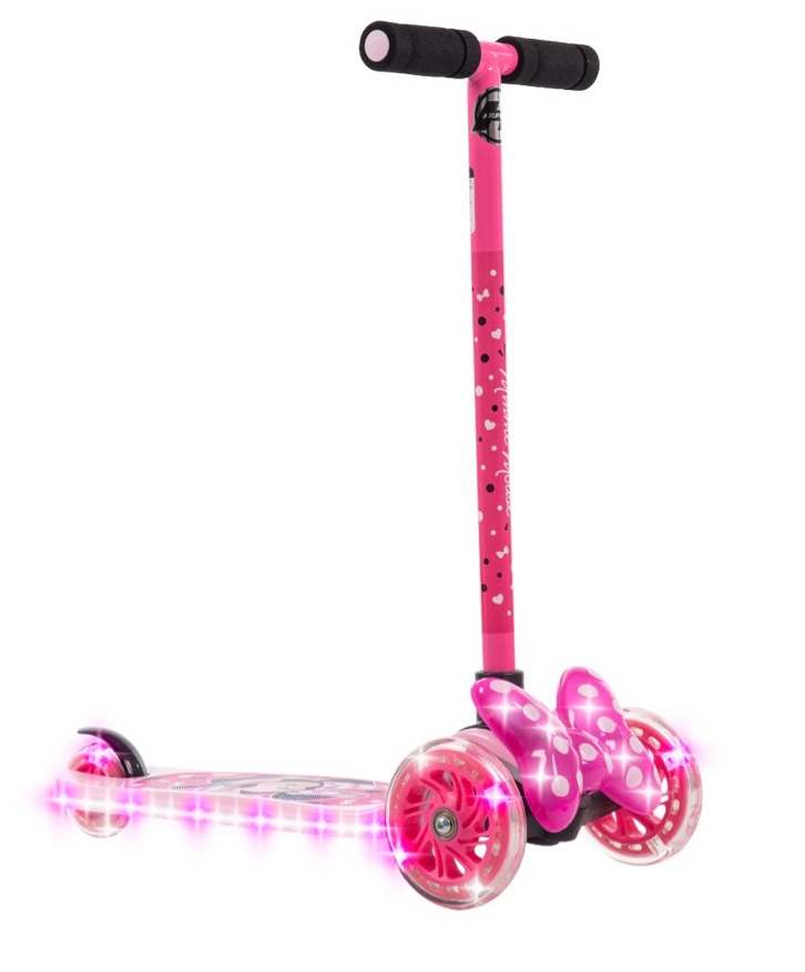 huffy disney minnie mouse light-up toddler scooter  3-wheel design  ages 3+  pink