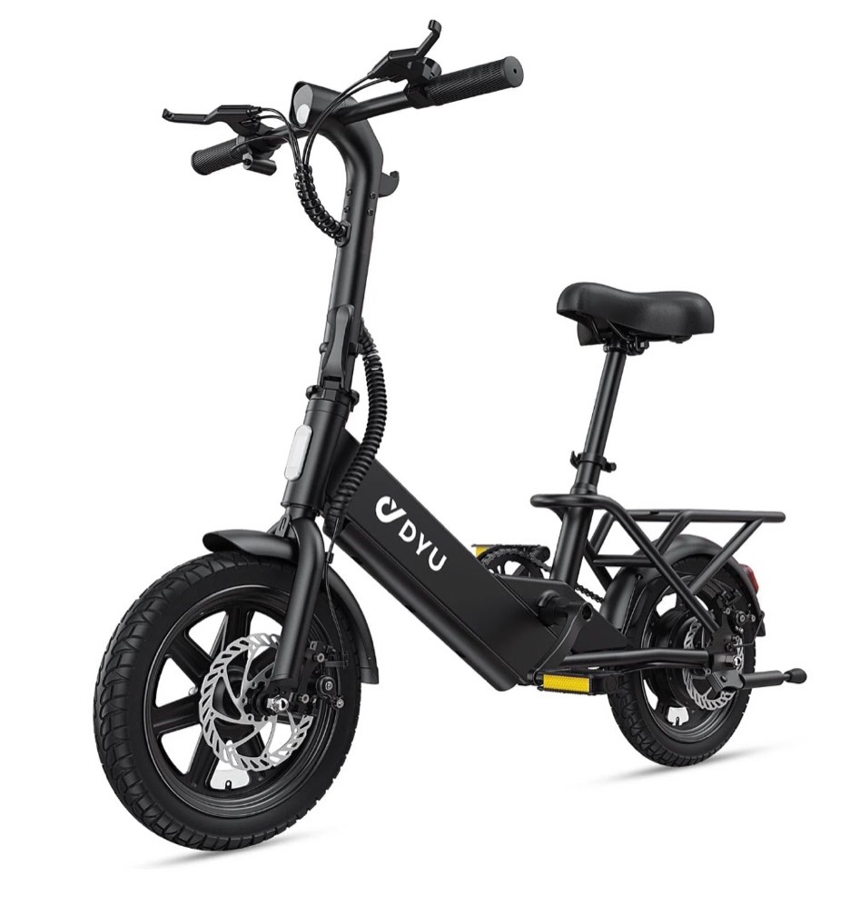 dyu 14 folding electric bike for adults teens 500w peak motor 36v/7.8ah battery commuter city ebike ul2849