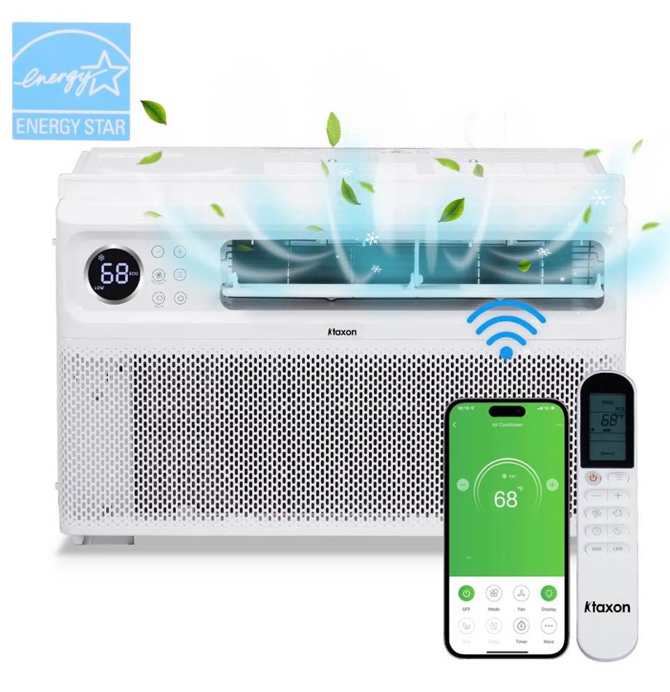 ktaxon energy star 8000 btu inverter window air conditioner, energy-saving window ac unit with app & voice control, ultra quiet & easy installtion design, work with alexa/google assistant, 115v/60hz