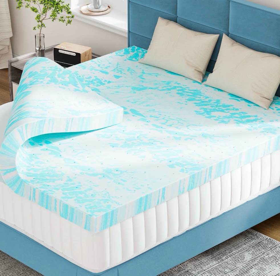concetta 3 inch queen size memory foam mattress topper with cooling gel, pressure relief for back pain, comfort bed topper, certipur-us certified