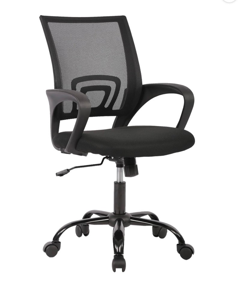 jonpony ergonomic office chair, lumbar support, adjustable height with armrests for adults,black