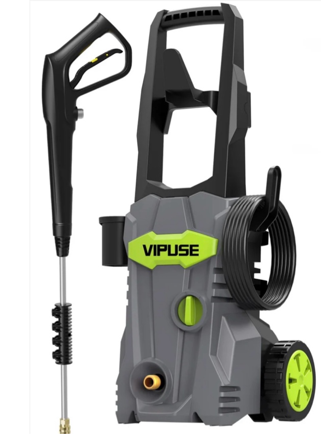 vipuse electric pressure washer, 4200 psi max.2.8gpm power washer with 23ft hose /4 nozzles/400ml foam cannon, clean tool for cars/fences/patios/floor
