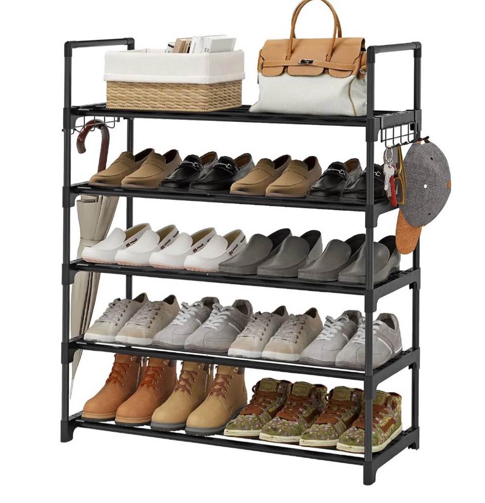5 tiers shoe rack,shoe organizer storage 31.5" vertical shoe shelf shoe rack organizer for entryway, closet, garage, bedroom,cloakroom