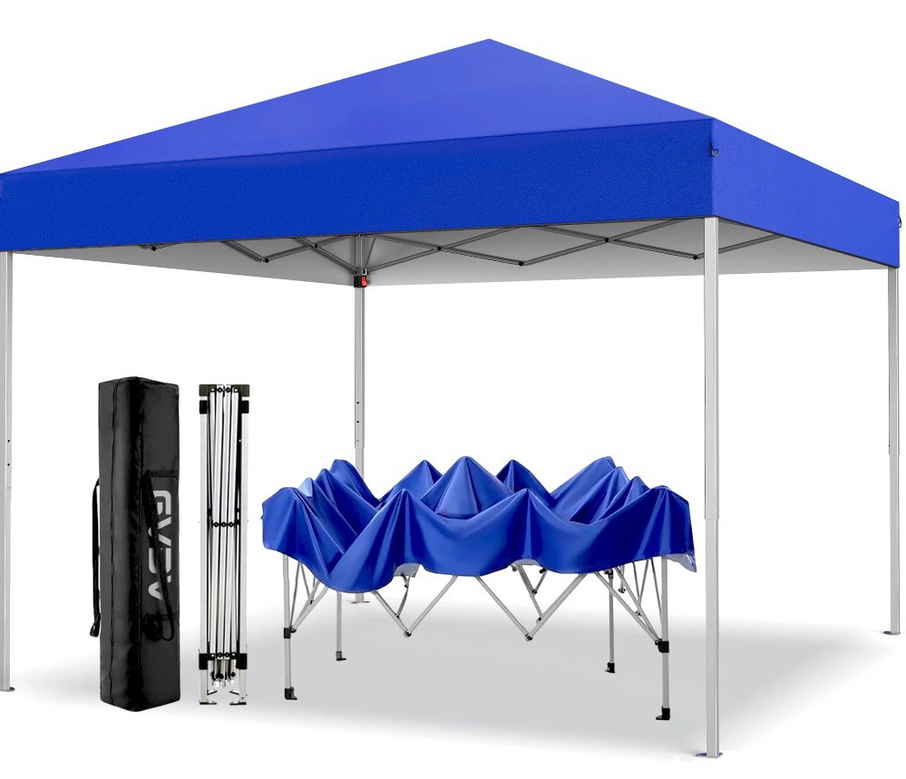 gvdv canopy tent, 10x10 ft easy pop up outdoor canopy tent, portable straight leg gazebo instant canopy, blue