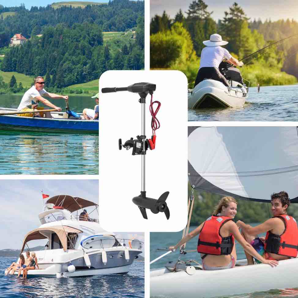 Naipo Electric Trolling Motor with 55 Lbs Thrust 8 Speeds, Boat Fishing Motor with Telescoping Handle, LED Battery Indicator for Kayak Fishing Boat Freshwater Use