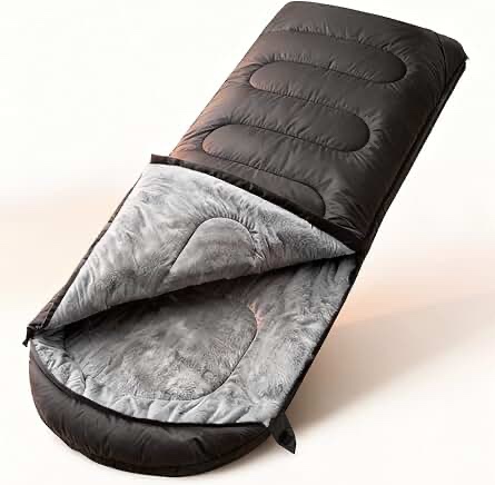 farland sleeping bag for adults, cold weather & warm plush fleece-lined interior - portable waterproof windproof with compression sack for camping hiking traveling indoor & outdoor dark grey