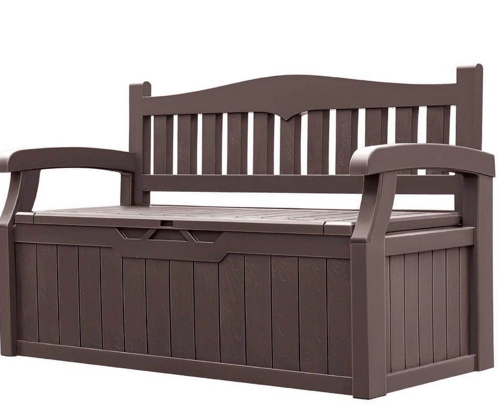 Homall 80 Gallon Plastic Storage Bench Made Of Durable Weatherproof Resin And Deck-Box Organized Storage Compartment For Outdoor Patios And Lawns,Brown