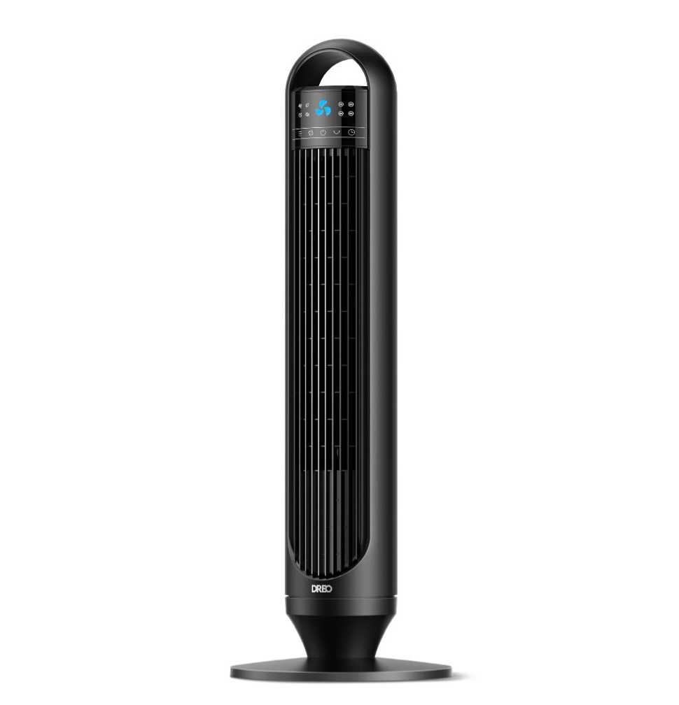 dreo tower fans for home 32 standing floor fan 26 ft/s bladeless fan with remote 90° oscillating 3 modes 3 speeds led display 8h timer quiet room fan