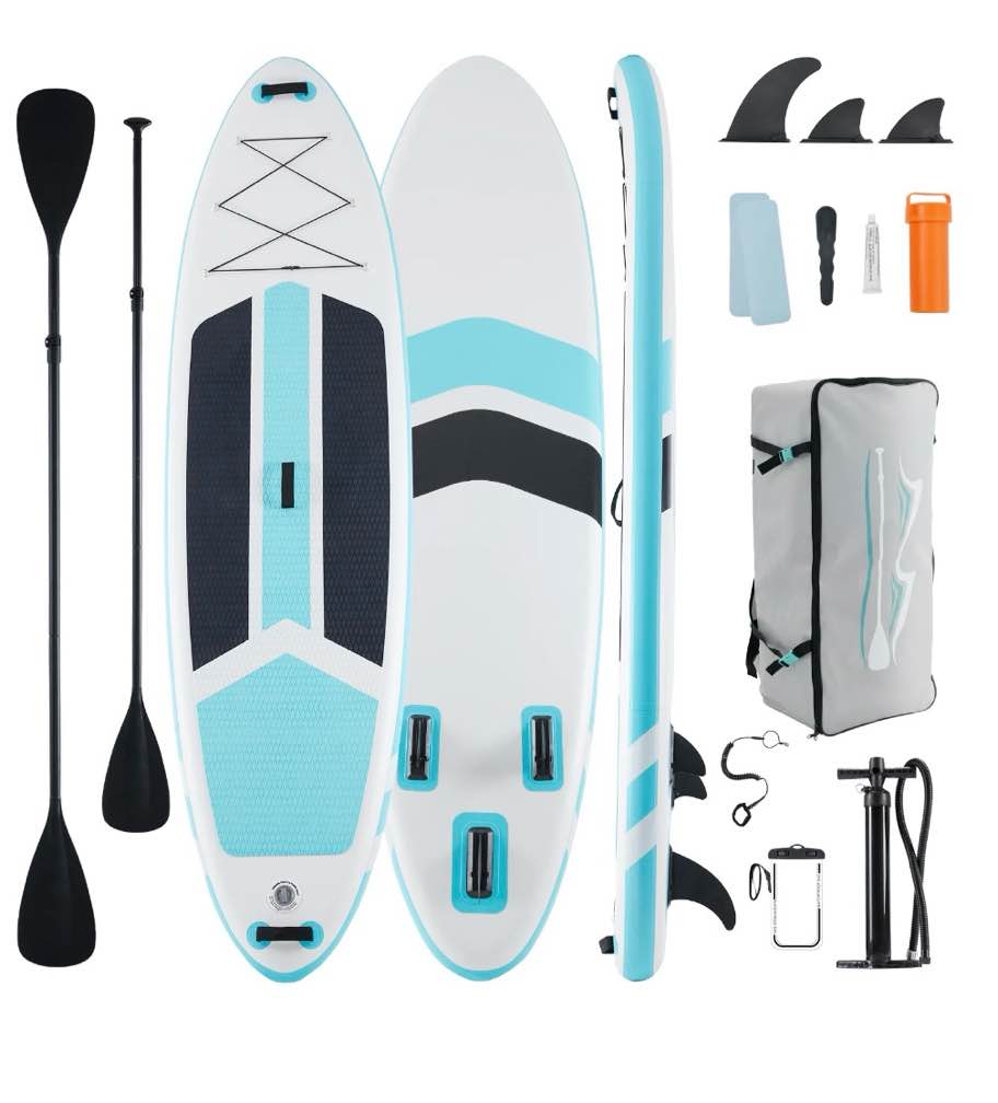 concetta inflatable paddle board,equipped with sup paddle board accessories, the non-slip eva deck design restarts the surfboard,surfboard for youth&adults of all skill levels,gray blue