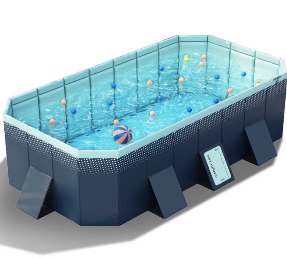 hurber foldable swimming pool large non-inflatable adults kids outdoor pools blue 113 x 66 x 20