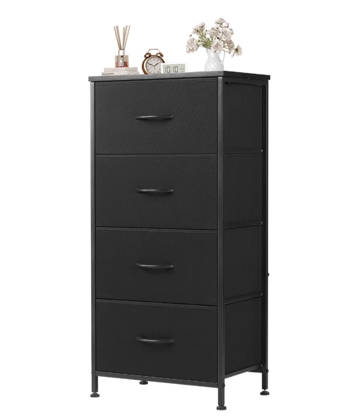 concetta 4-drawer fabric dresser storage chest for bedroom, closet, storage furniture for adults, black