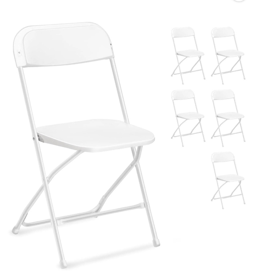 ktaxon 6 pack folding chair, plastic stackable seat, plastic dining chairs, white for commercial activities