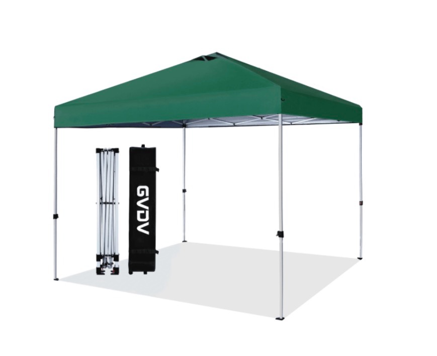 GVDV 10x10 Pop up Canopy , , 100sqft of Shade, Forest Green