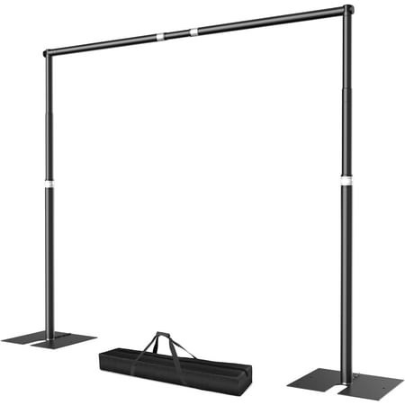 EMART 10x10ft Heavy-Duty Adjustable Pipe & Drape Stand Kit with Steel Base – Professional Backdrop Frame for Photography Weddings Events (Black)