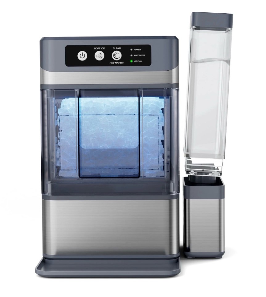 Snowyermine Nugget Ice Maker Countertop with 0.8Gal Built-in Water Tank, 44Lbs/24H, One-Touch Fast Ice in 6 Mins, Self-Cleaning & Ultra Quiet for Home/Office/Party