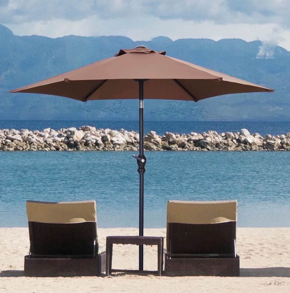 Ainfox 7.5ft Red Outdoor Market Patio Umbrella with Push Button Tilt and Crank Waterproof UV Protection