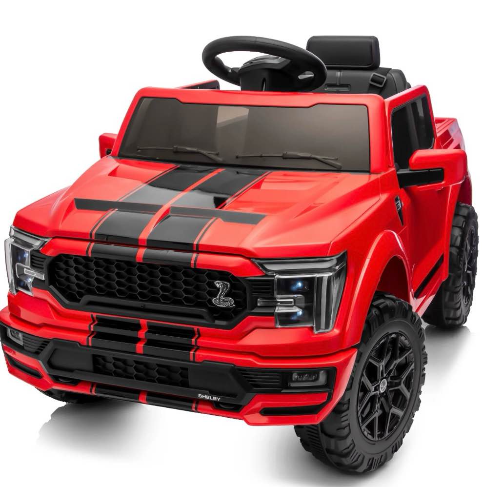 Hikiddo Electric Car for Kids, Licensed Ford-Shelby F-150 12V Ride on Truck Toys for Toddlers  2-Hour Drive Time - Red
