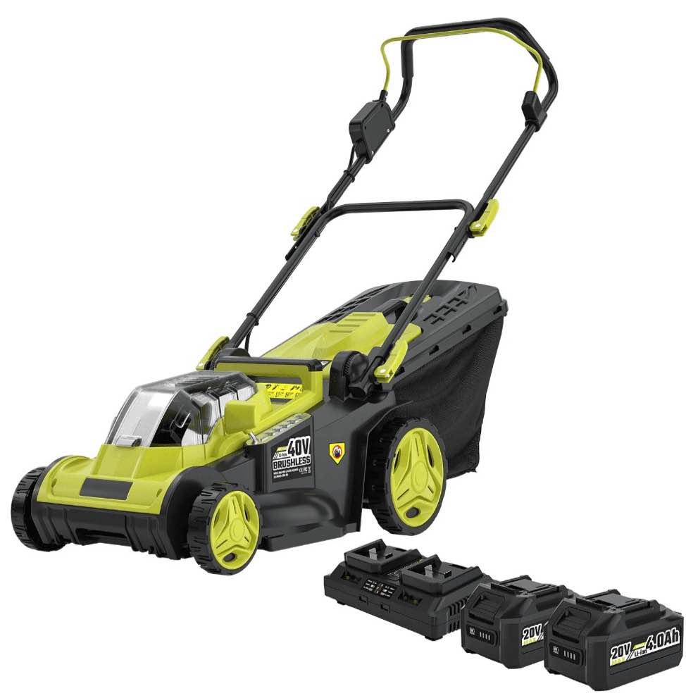 40V 16" Cordless Push Lawn Mower, Battery Powered Electric Mower with 2 x 4.0Ah Batteries & Charger, Brushless Motor, 6-Height Adjustment for Garden, Yard and Farm