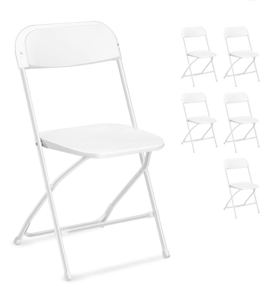 ktaxon 6 pack folding chair, plastic stackable seat, plastic dining chairs, white for commercial activities