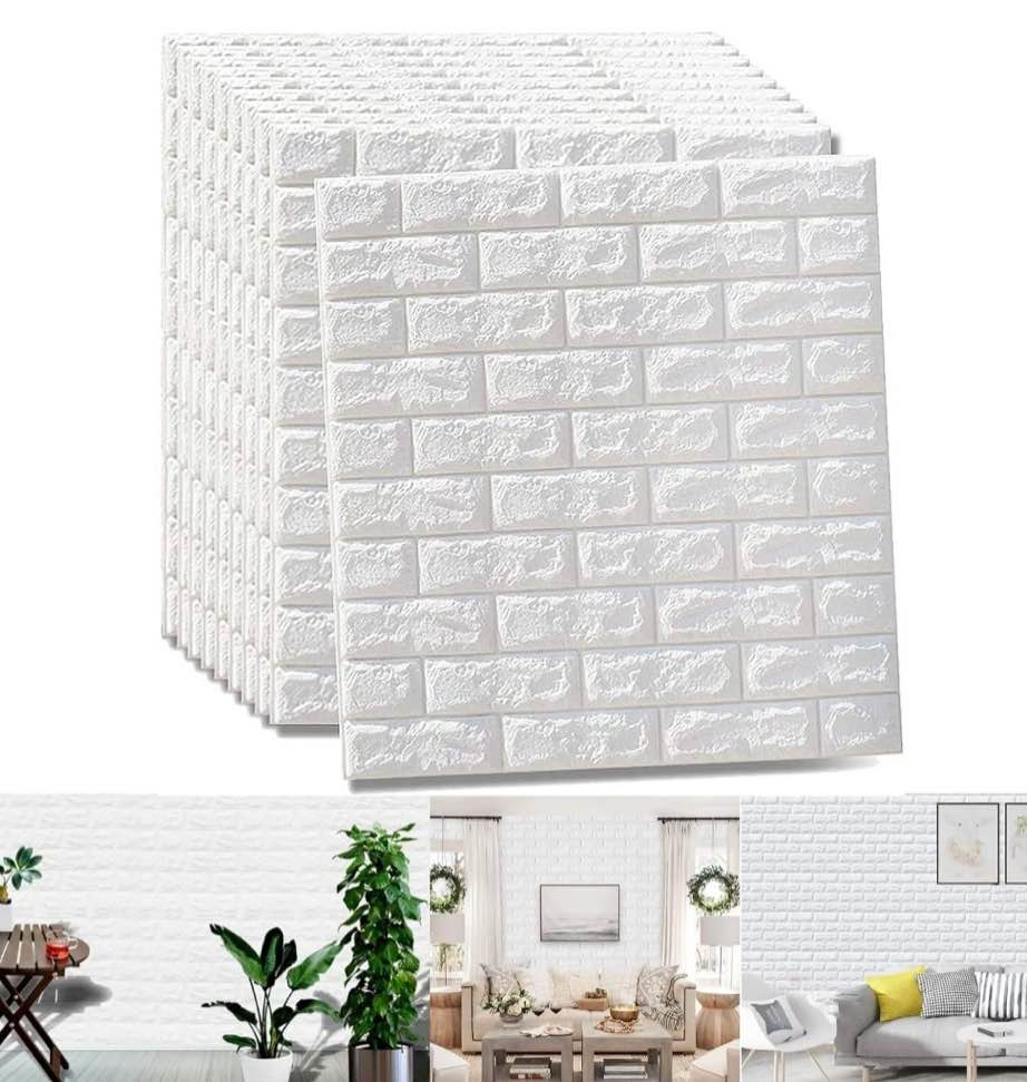 5/10pcs 30x28 inch 3d tile brick wall sticker, self-adhesive waterproof pe foam wall panels, peel and stick brick wallpaper wall art decor for living room bedroom background tv wall decoration