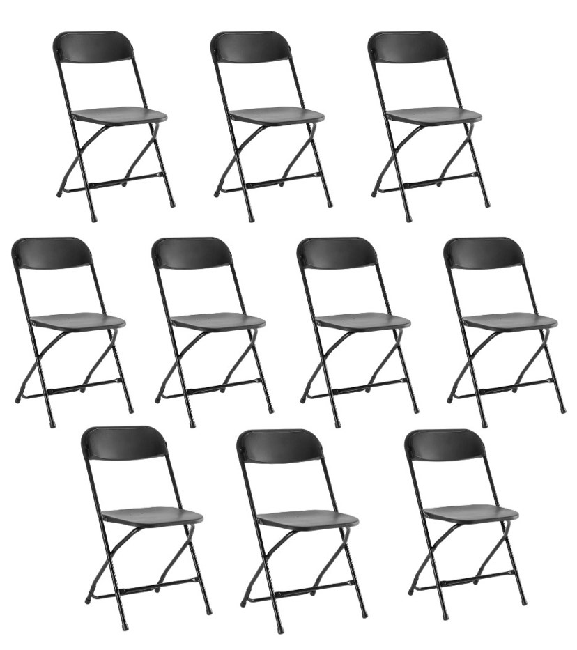 concetta plastic folding chair set of 10, 330lb load capacity lightweight for indoor/outdoor, black