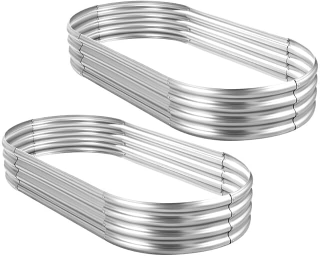 galvanized raised garden bed kit 2pack 8ft  galvanized planter raised garden boxes outdoor  oval metal raised garden beds