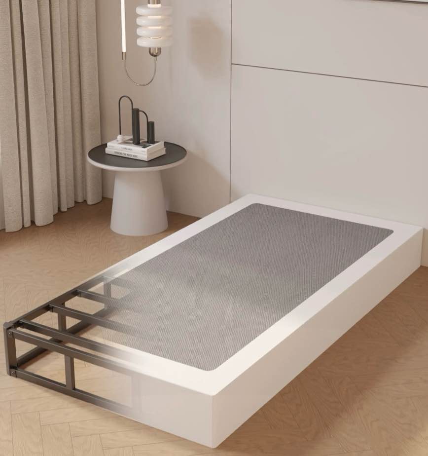 roomdiary 7 inch twin box spring with fabric cover, heavy duty metal mattress foundation, noise free, easy assembly