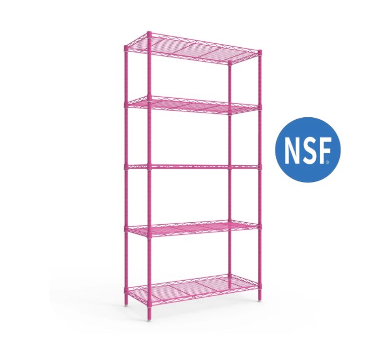 ktaxon 5-tier wire shelving unit, steel storage rack for garage office kitchen barbie pink, 30" w x 14" d x 60" h
