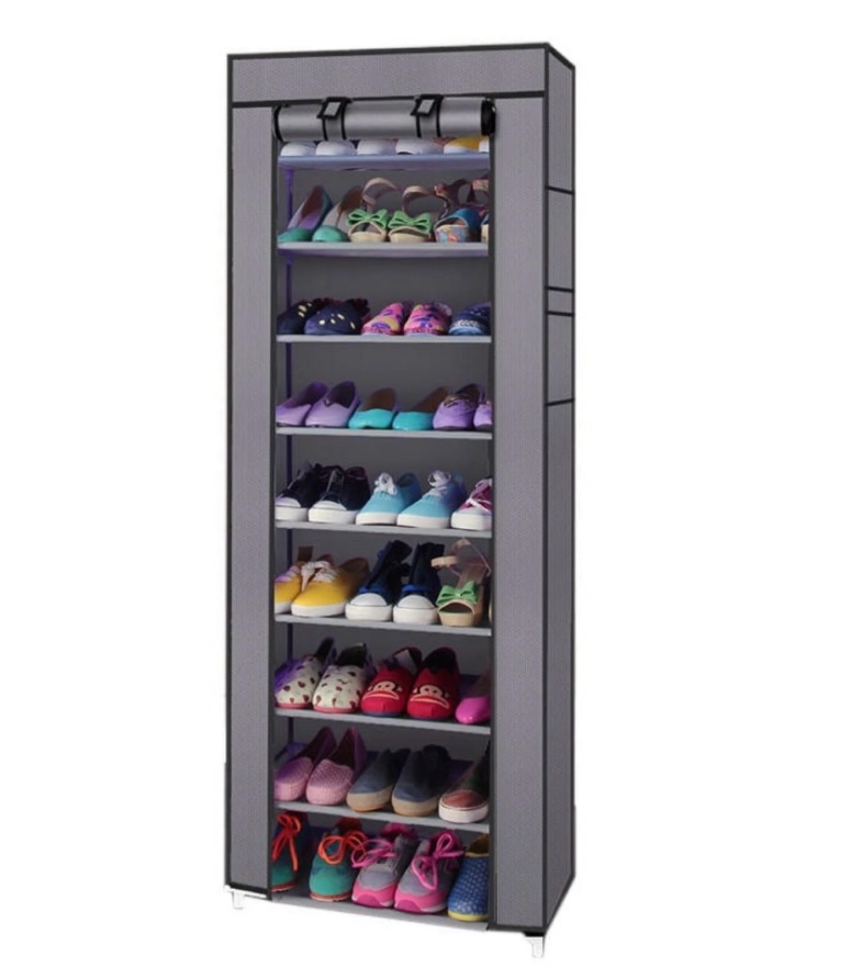zimtown 10 tiers shoe rack with dustproof cover closet shoe storage cabinet organizer